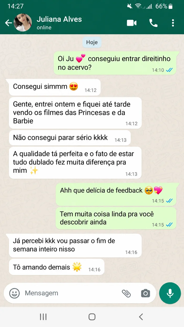Print de conversa no WhatsApp com depoimento de uma cliente 3
