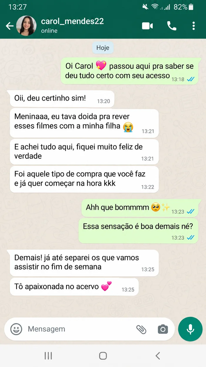 Print de conversa no WhatsApp com depoimento de uma cliente 4